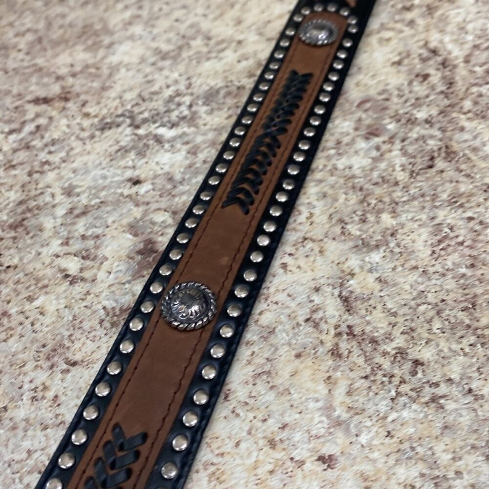 Wrangler 40 black brown leather western belt - Picture 5 of 10